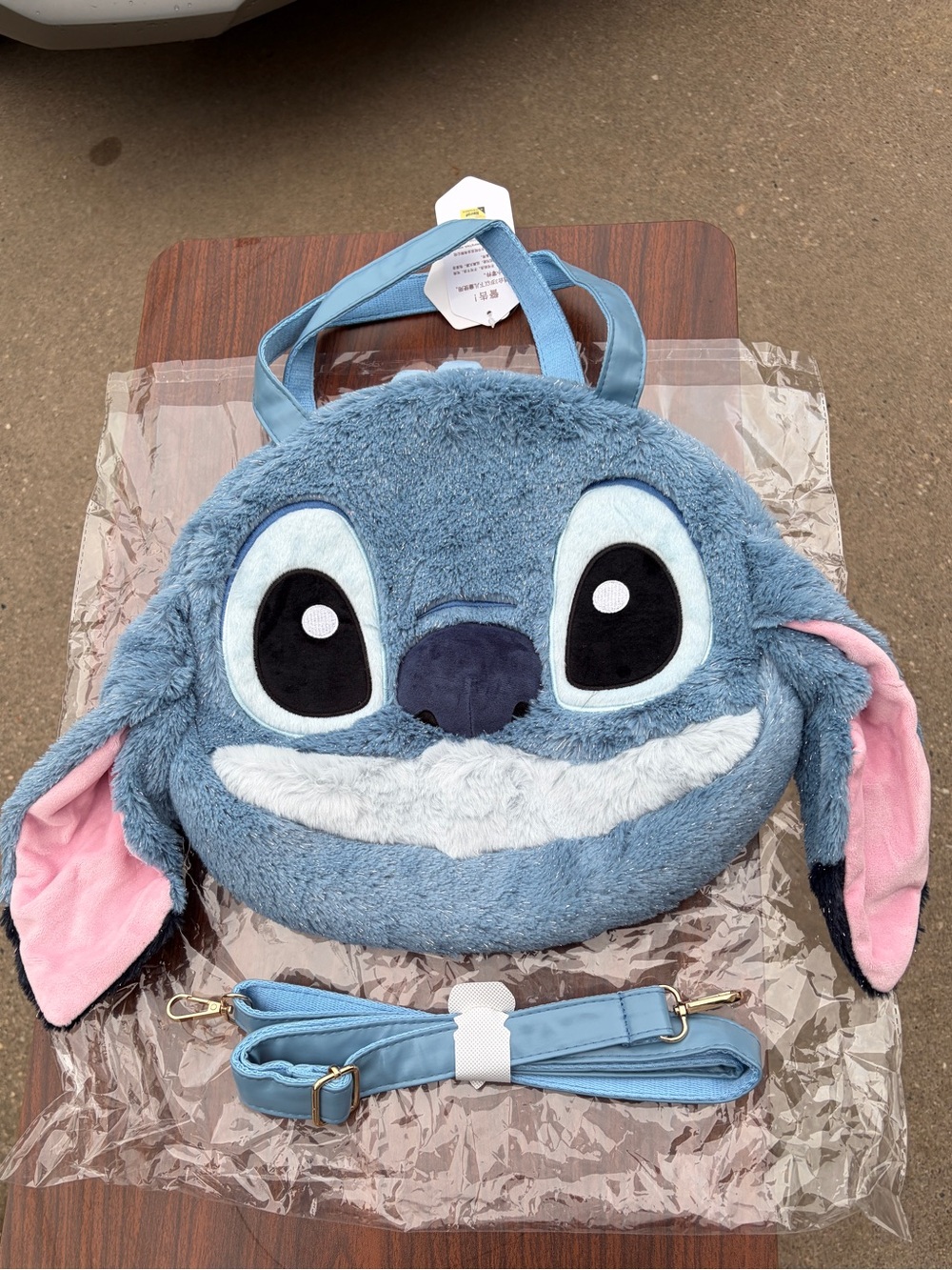 Disney Stitch Potdemiel Plush Face Shoulder Crossbody Bag Blue NWT